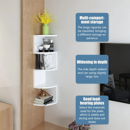 Corner Storage Rack, Moisture-Proof, No-Drill Wall-Mounted Shelf for Bedroom, Wall Corner Bookshelf, Kitchen Triangle Cabinet Storage Rack