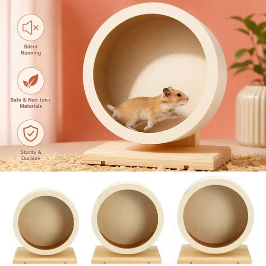 Golden Bear Hamster Running Wheel, Mute Wooden Belt Bracket With Cork Pad, Roller Sports, Golden Bear Landscaping Pet Supplies