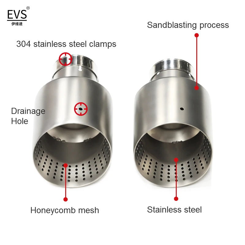 1 Pcs Matte Stainless Steel Car Muffler Tip Exhaust Tip System Pipe 57mm 60mm Inlet Nozzle Universal For GTI Golf 7 MK7