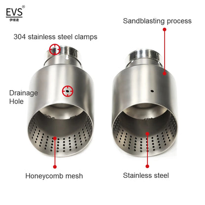 1 Pcs Matte Stainless Steel Car Muffler Tip Exhaust Tip System Pipe 57mm 60mm Inlet Nozzle Universal For GTI Golf 7 MK7