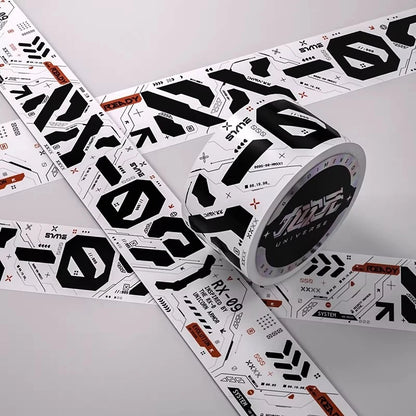 5M Cyberpunk Sci-Fi Warning Tape DIY Mechanical Decorative Tape Stickers for Bicycle/Skateboards/suitcases/fish Tanks Stickers