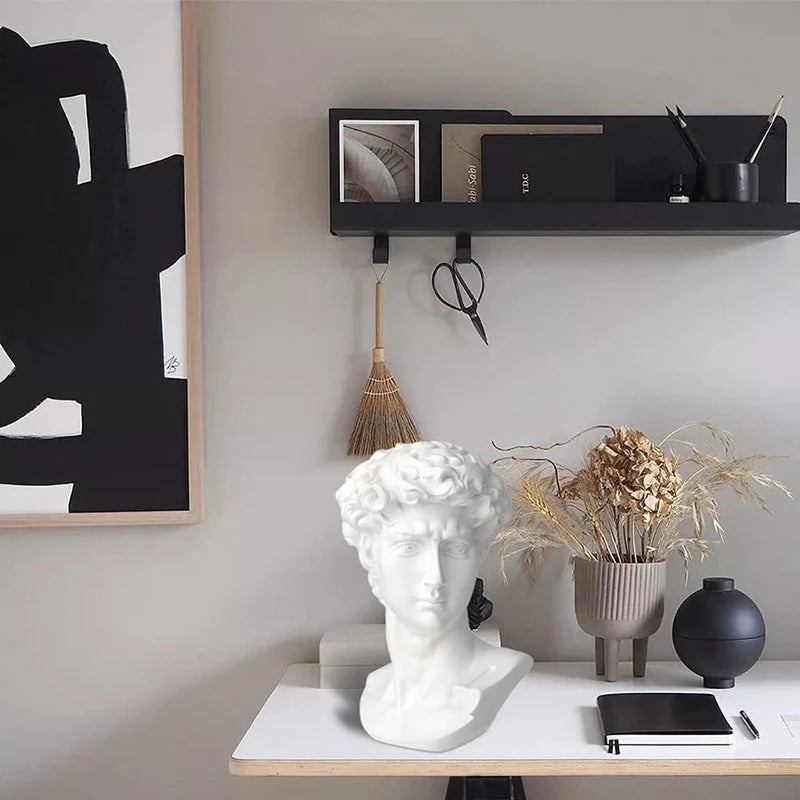 5.9Inch High Greek Statue of David Head Classic Roman Bust Greek Mythology Sculpture for Art Drawing Home Office Decor