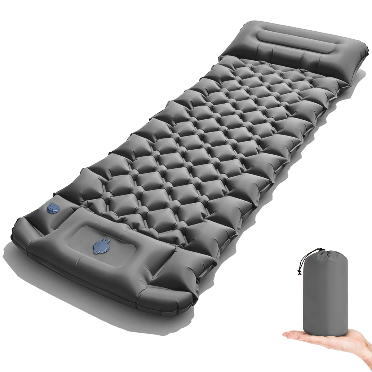 2026!Thicken Camping Mat Inflatable Mattress Sleeping Bed Tent Moisture-Proof Built-in Foot Pump Sleeping Pad with Pillow