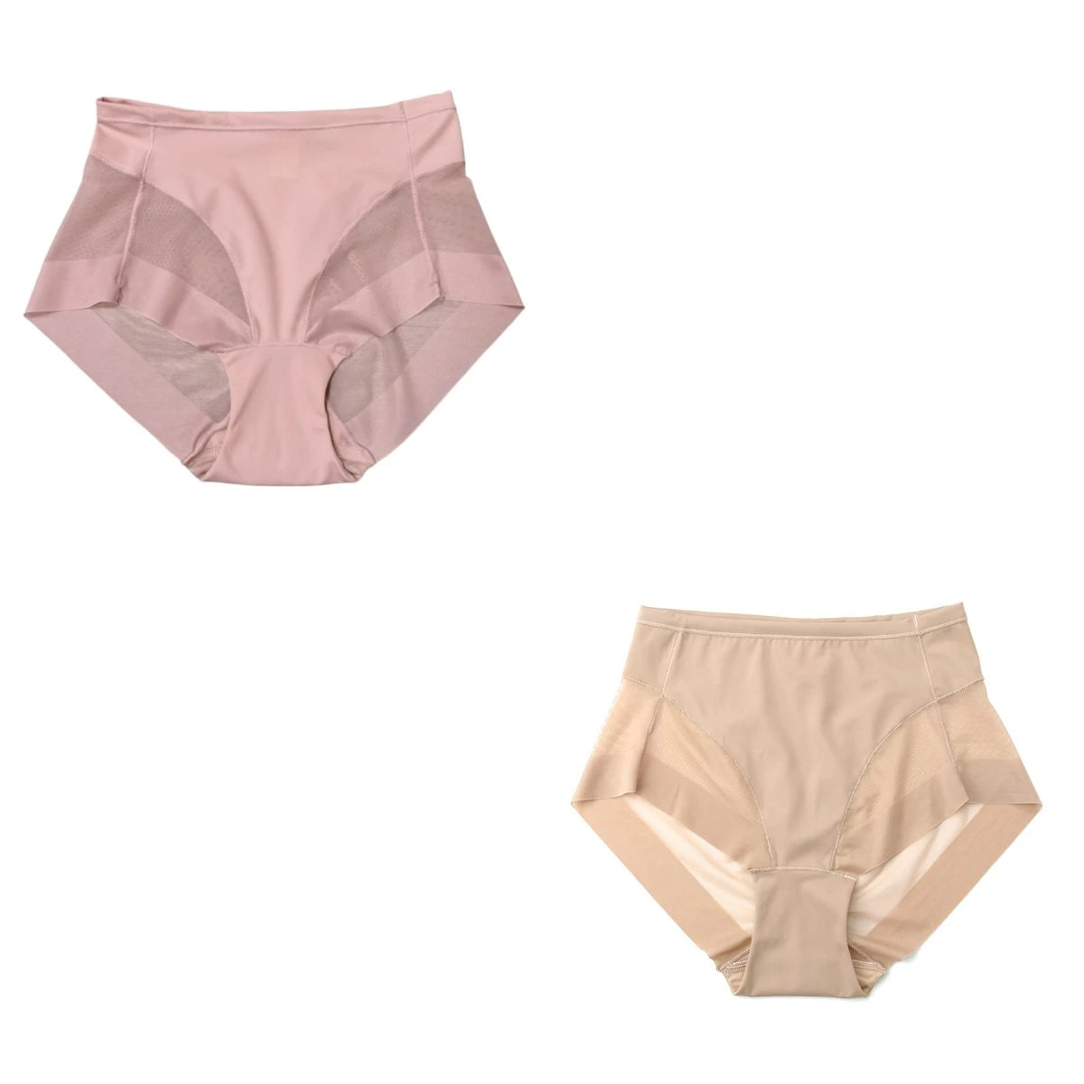 2Pcs/Set Women High Rise Briefs Panties Tummy Control Underwear Hip Shaping Sheer Mesh Panel Shapewear Sexy Lingerie S-3XL