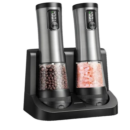 2026 New Electric Salt and Pepper Grinder Set with 5 Adjustable Coarseness Levels, LED Display, Designed for One-Handed Cooking