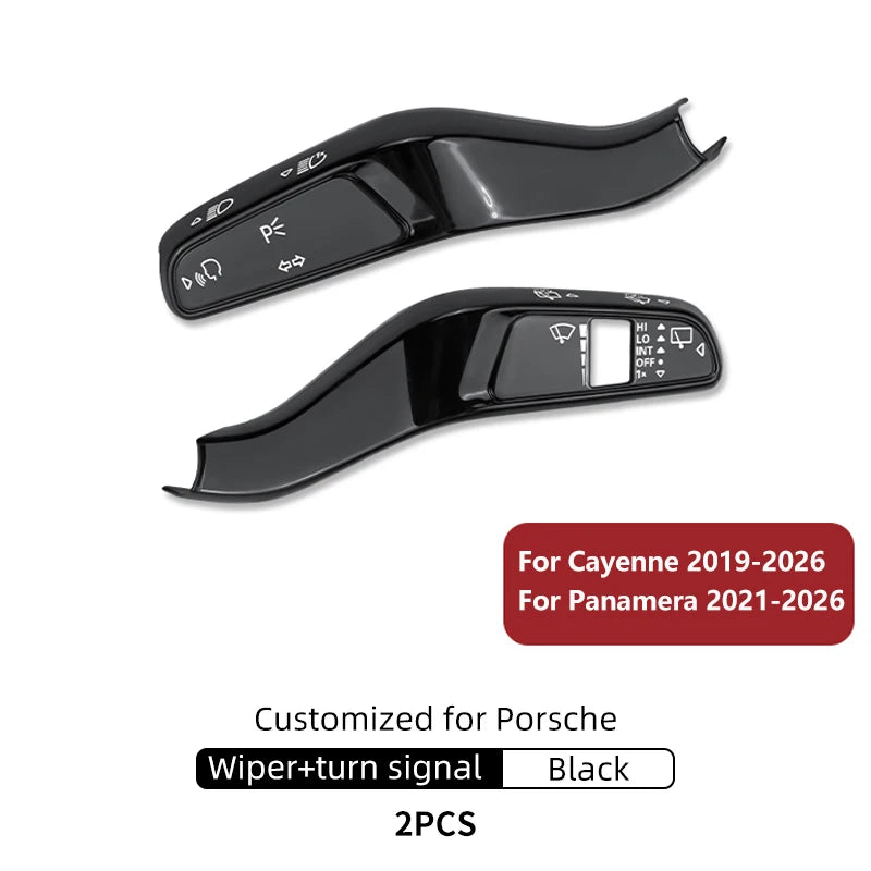 2PCS Car Steering Wheel Headlight Switch Control Cover Carbon Fiber Wiper Switch Trim For Porsche Cayenne 2019-2026 Accessories