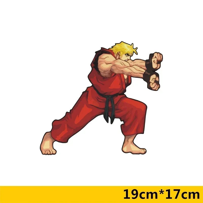 19cmx17cm Car Stickers - Arcade Game Ryu Ken Masters Funny Creative Decals Auto Scratch Cover Tuning Styling Street Art Car Deca
