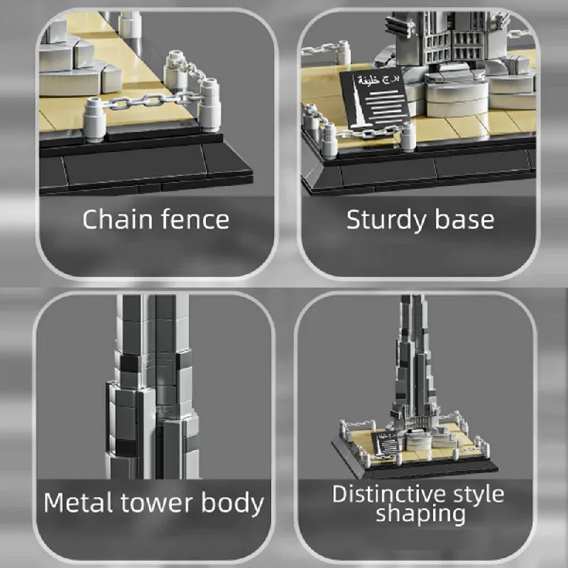 Eiffel Tower Burj Khalifa Grand Mosque of Mecca Buildings Blocks City View World Architecture Brick Model Kit DIY Adults Gift