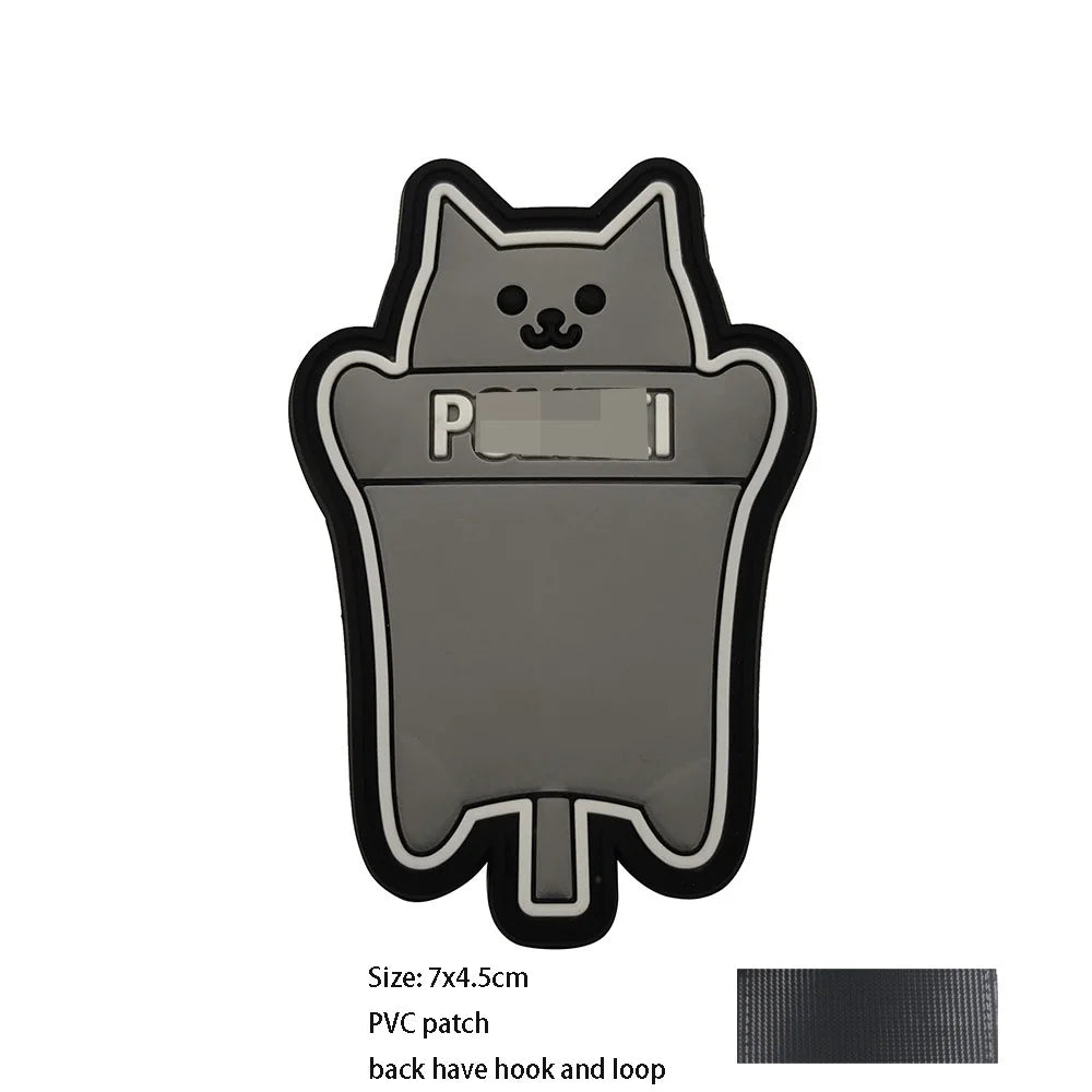 New Outdoor Bag Accessories: Satirical Cat Badge Graffiti Cat 3D PVC Magic DIY Bag Stickers Backpack Hook and Loop Patch