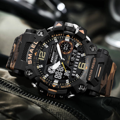 SMAEL 8072 Men's Analog Digital Dual Display Sport Watch - 50M Waterproof LED Backlight Alarm Stopwatch Chronograph Dual Time Zo