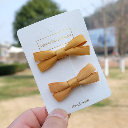 2Pcs/Set Hair Bow Clips For Girls Baby Kawii Barrettes Cute Haar Accessoires Kids Colored Ribbon Hairpins Children Hairgrip Hot