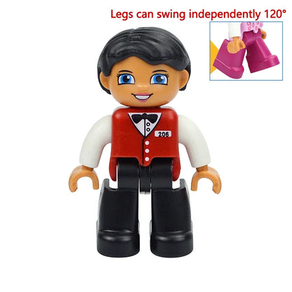 Figures Dolls Big Size Building Blocks Family Action Workers Doctor Police Farmer Compatible Large Bricks Duploes Kid Toys