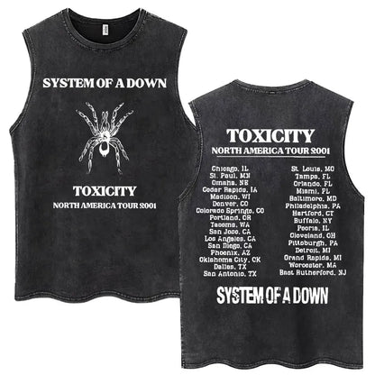 Washed Rock Band Tank Tops Men's Retro Hip Hop Sleeveless T-shirt Summer Oversized Cotton Vests Gifts Fans Gifts Streetwear Tops