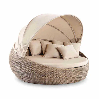 HYS outdoor rattan large round bed garden courtyard balcony bed recliner leisure creative lazy rattan chair sofa bed furniture
