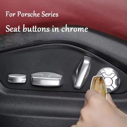 For Porsche Panamera 971 Cayenne 911 992 92A Taycan Y1A 2022-2025 Car 14 18 Way Seat Adjustment Button Cover Sequin Trim Sticker