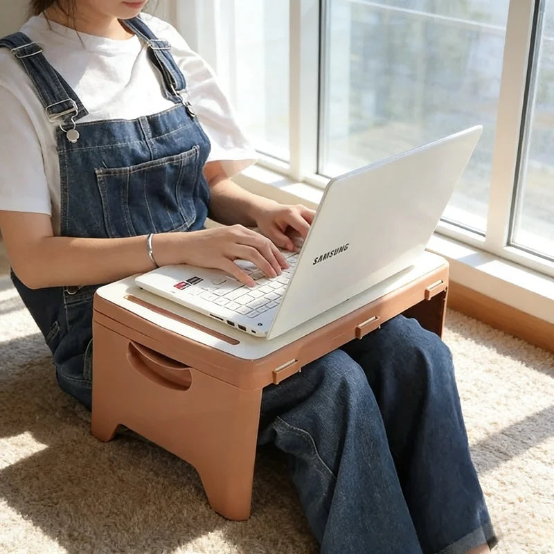 Folding Lap Desk with Storage Dividers - Sturdy Laptop Tray & Serving Desk, Portable Bed Table with Organizer Compartments