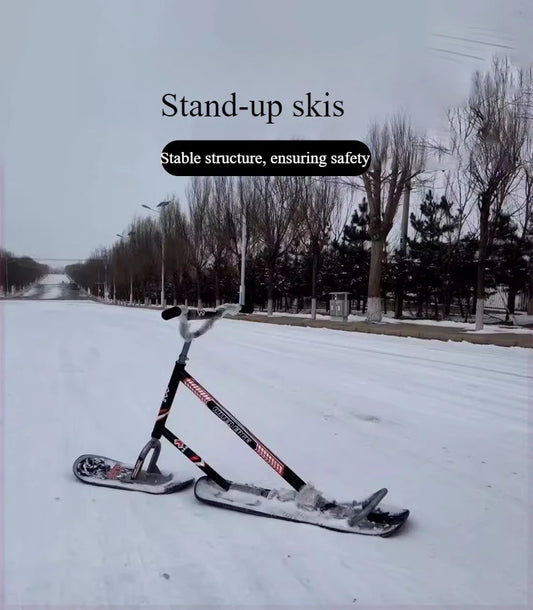 Adult Snow Sled with Thickened Aluminum Skis - Anti-Slip Heavy-Duty Load Capacity Smooth Gliding New Dual-Board Skiing Tool