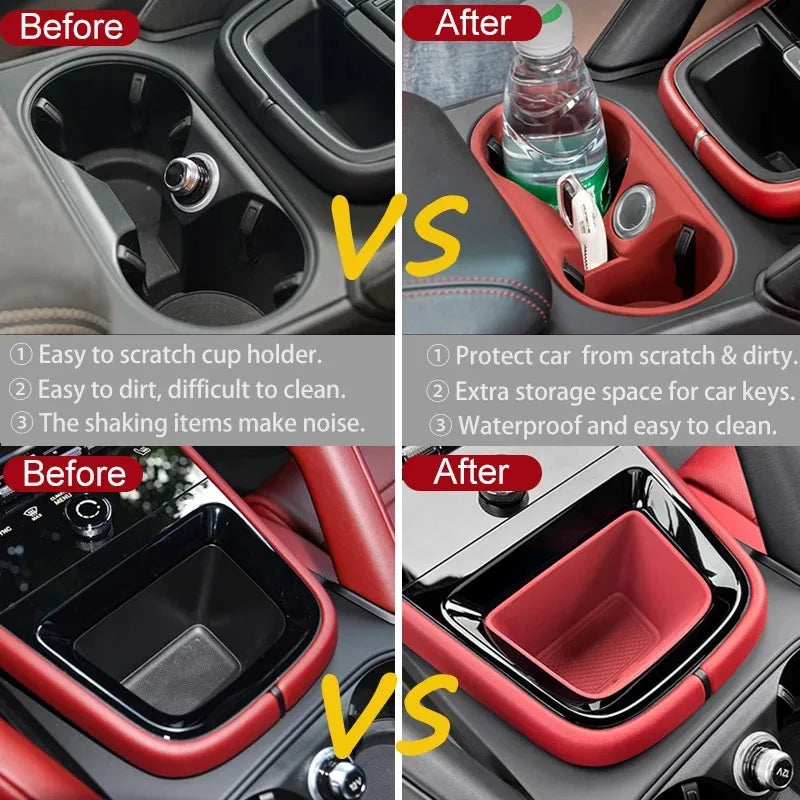 For Porsche Cayenne 2024 -2026 Silicone Car Cup Holder Center Console Organizer Anti Spill- Drink Holder Insert Auto Accessories