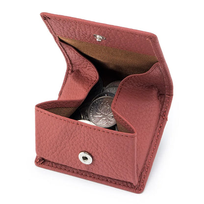 1 Pcs Genuine Leather Coin Purse Makaron Change Holder Mini Pocket Pouch Wallet for Men Women Compact Snap Closure Coin Case