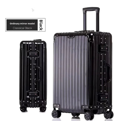 KLQDZMS German All Aluminum Magnesium Alloy Luggage 20 Inch Boarding Suitcase 28 Large Capacity Travel Business Leather Suitcase