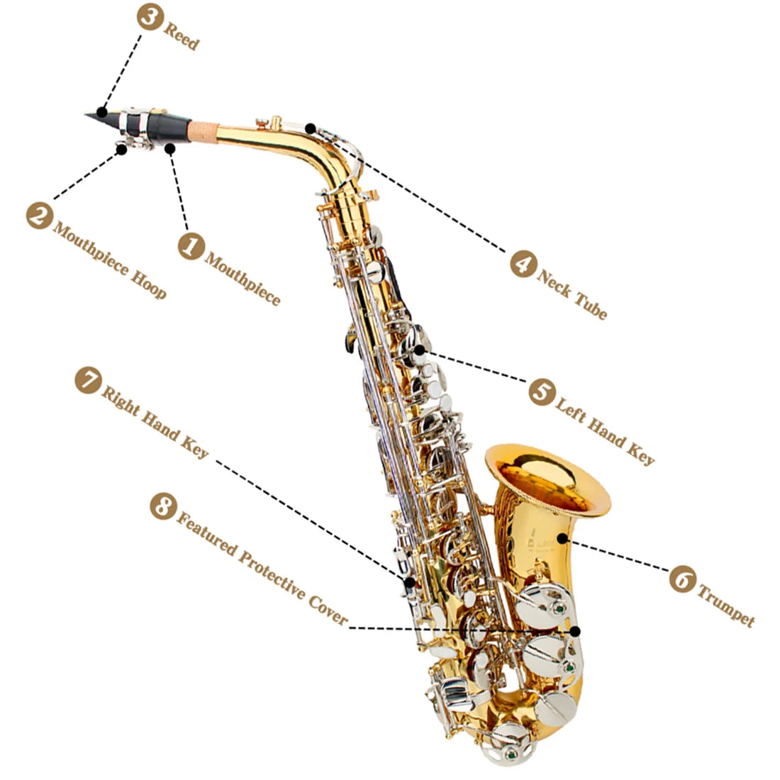 SLADE Gold Silver Saxophone Eb Alto Saxophone Brass Body Saxophone Set with Case Reed Sax Accessory Professional Instruments