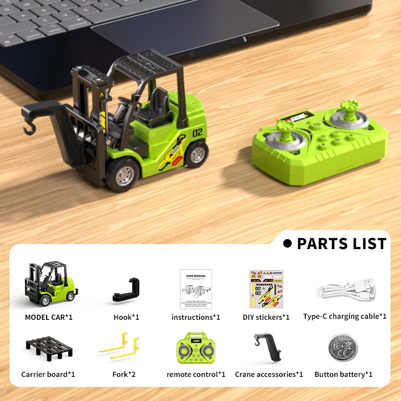 App Control / rc 1:64 Mini Remote Forklift, Alloy Variable Speed with Lighting and Sound Effects, Boy Gift