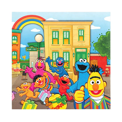Birthday Party Decoration Set Supplies Cartoon Sesame Streets Birthday Party Supplies Tableware Balloon Cake Topper Banner Plate