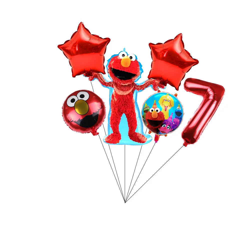 Cartoon Sesames  Street Birthday Party Decor Elmo and Friends Theme Tablecloth Plate Balloon Set Cake Decor Baby Shower