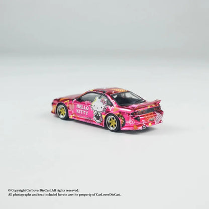 TW 1:64 Nissan VERTEX Silvia S14 Hello Kitty Stylish Static Alloy Car Model, Boys' Toy, Adult Collection Decoration Item.