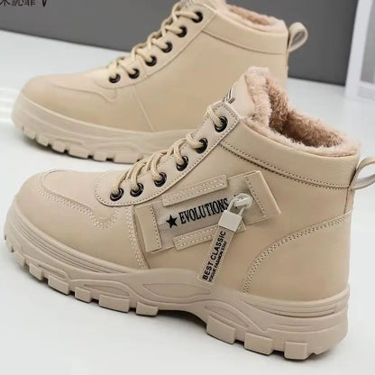 New Style Snow Boots for Men and Women Fashionable and Warm Thick Cotton Shoes Waterproof  Lace Up Mid Tube Cotton Boots 35-45
