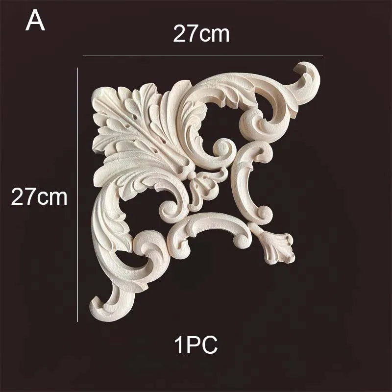 Natural Wood Corner Onlay Moldling European Style Home Decor Background Wall Applique Carved Figurine Living Room Decoration