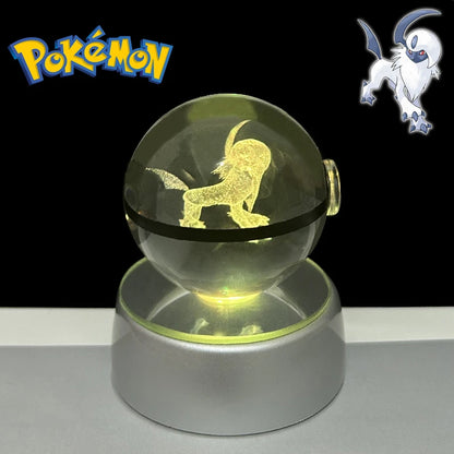 Pokemon 3D Crystal POKE BALL Figure Toys Snivy Dragonair Blastoise Venusaur Milotic Raichu Night Light LED Lamp Base Model Dolls
