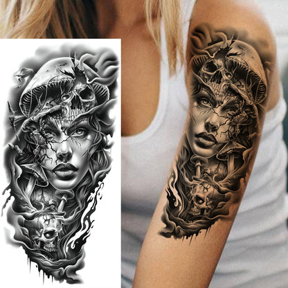 1 Sheets Chicano Prison Gangster Temporary Tattoos For Women Men Adults Fake Tattoo Sticker Water Transfer Self Adhesive Arm Leg