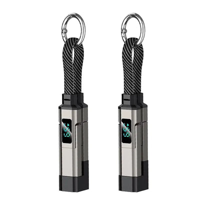 4-in-1 Keychain USB C Cable with V/A/W Display, 65W Fast Charging with LED  Charger Cord for iPhone 16/15, iPad,MacBook, Samsung