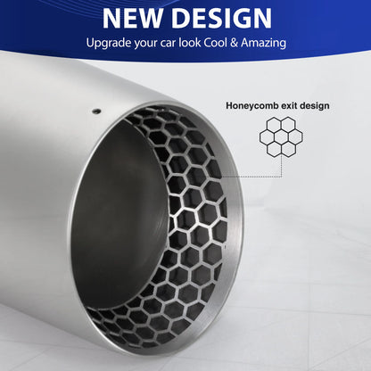 ER 1Pcs Car Accsesories Upgrade Honeycomb Design Single Exhaust Tip Matte 304 Stainless Muffler Universal Tail Tips Modify