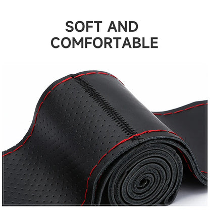 SEAMETAL 100% Genuine Leather Steering Wheel Cover Breathable Wear-Resistant Braid Car Steer Wheel Cover Universal for 37-39cm