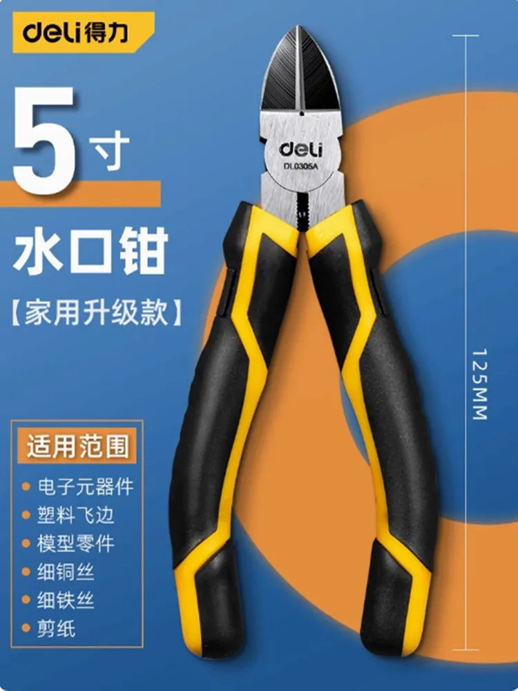 Deli Diagonal Pliers CR-V Plastic Pliers 5 / 6 inch Jewelry Wire and Cable Cutter Cutting Side Scissors Tools Electrical Tools