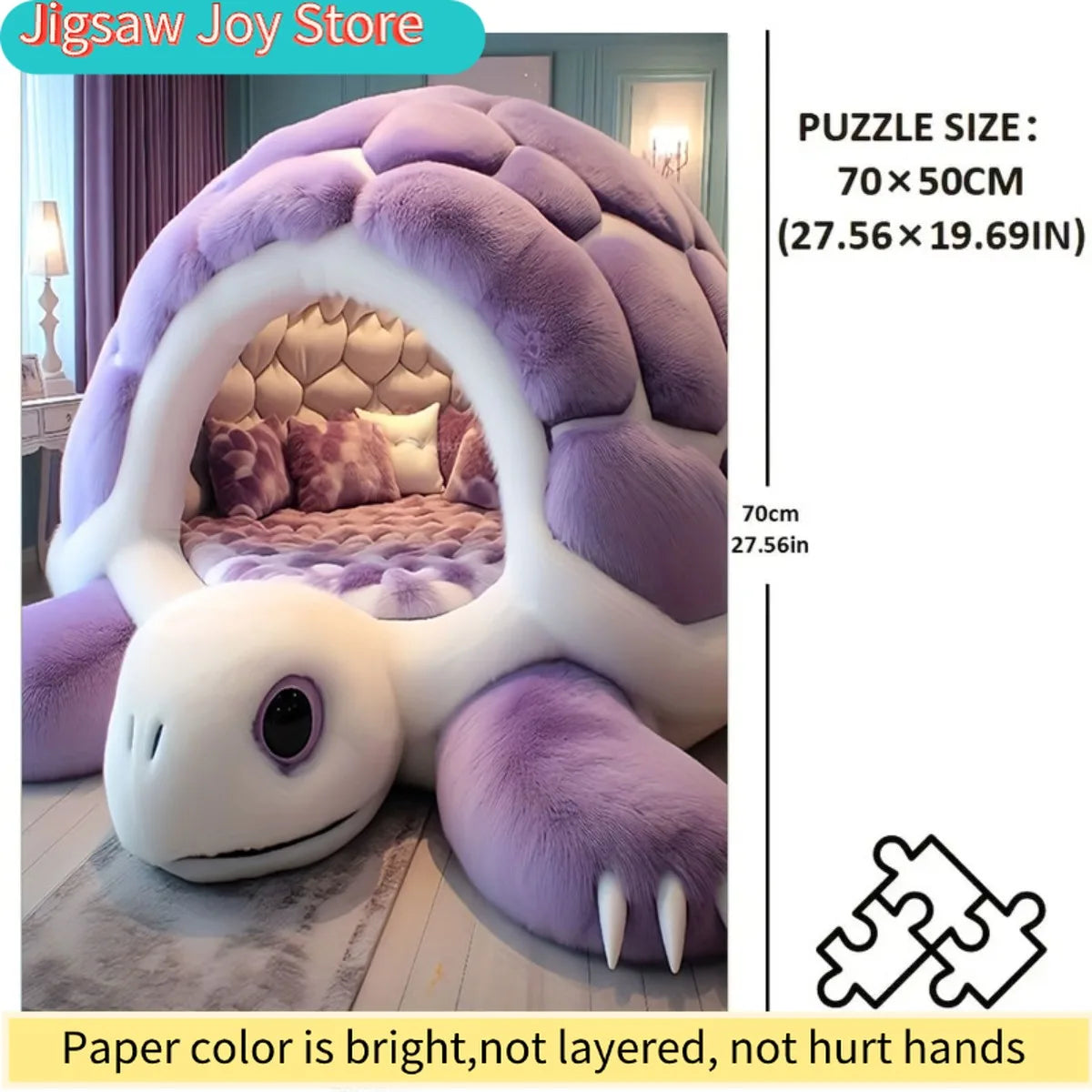 1, 000pcs Puzzle a Purple Turtle Bed, Designed for Living Room Decoration. Made from Soft Plush M