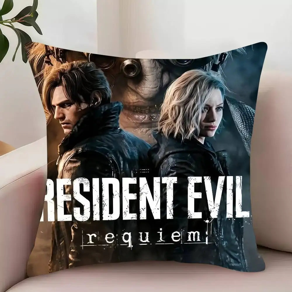 R-Resident Evil Game R-Requiem Leon  Pillow Case Decor Protective Covers Comfortable soft for Sofa Living Room Home office