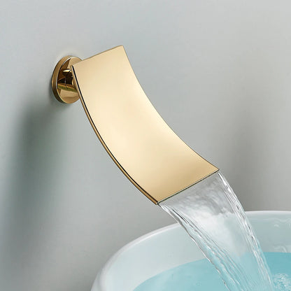 Brass Faucet Spout Black Bath Spout Golden Bathroom Faucet Accessory Waterfall Tub Spout Basin Water Outlet