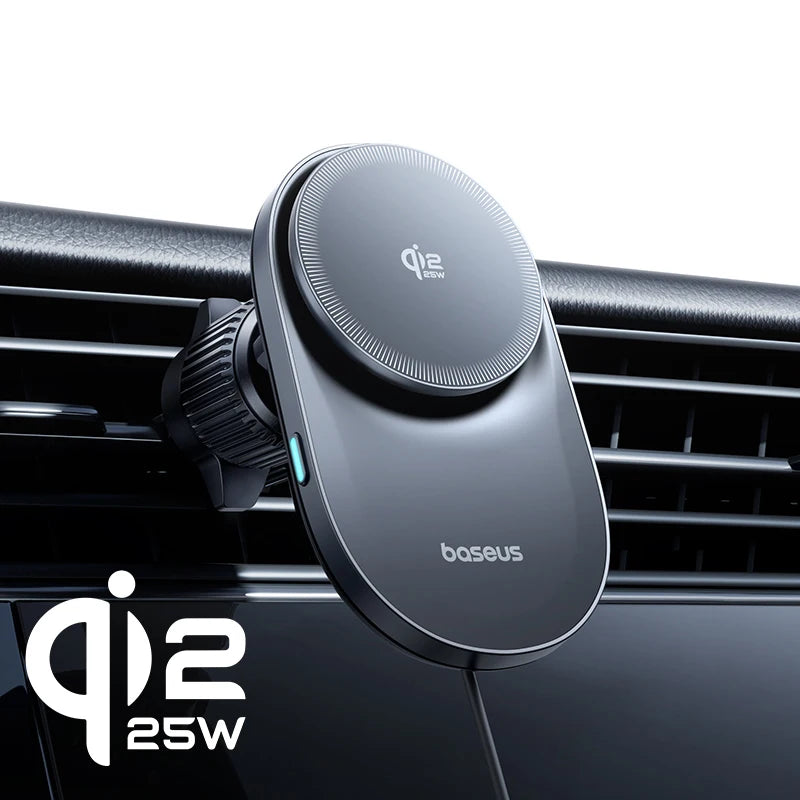 Baseus Qi2.2 25W Car Magnetic Wireless Charger For iPhone 17 16 15 Fast Charging For Samsung Xiaomi Car Phone Holder Cooling Fan