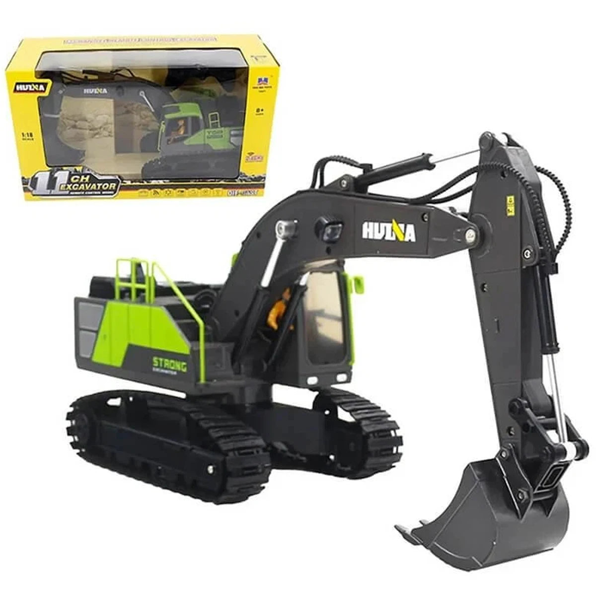 Huina 1661 339D 13-channel R/C Excavator 1/18 Remote Controlled Car Alloy Bucket Digging Smoking Truck Vehicles Model For Gifts