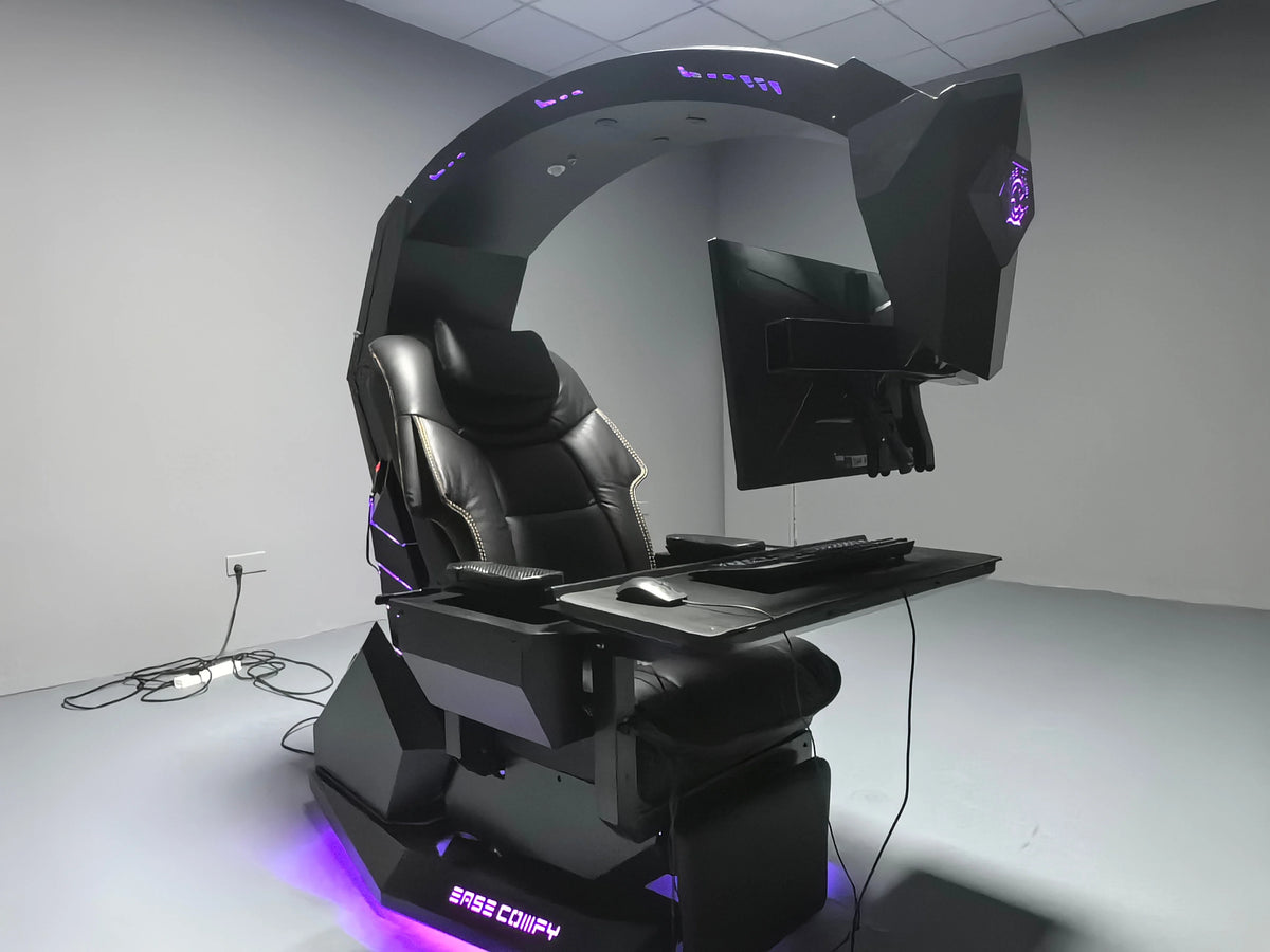 Easecomfy T2 Throne Computer Cockpit Chair Workstation Gaming Rig Support Multi Monitors zero Gravity Chair Cockpit