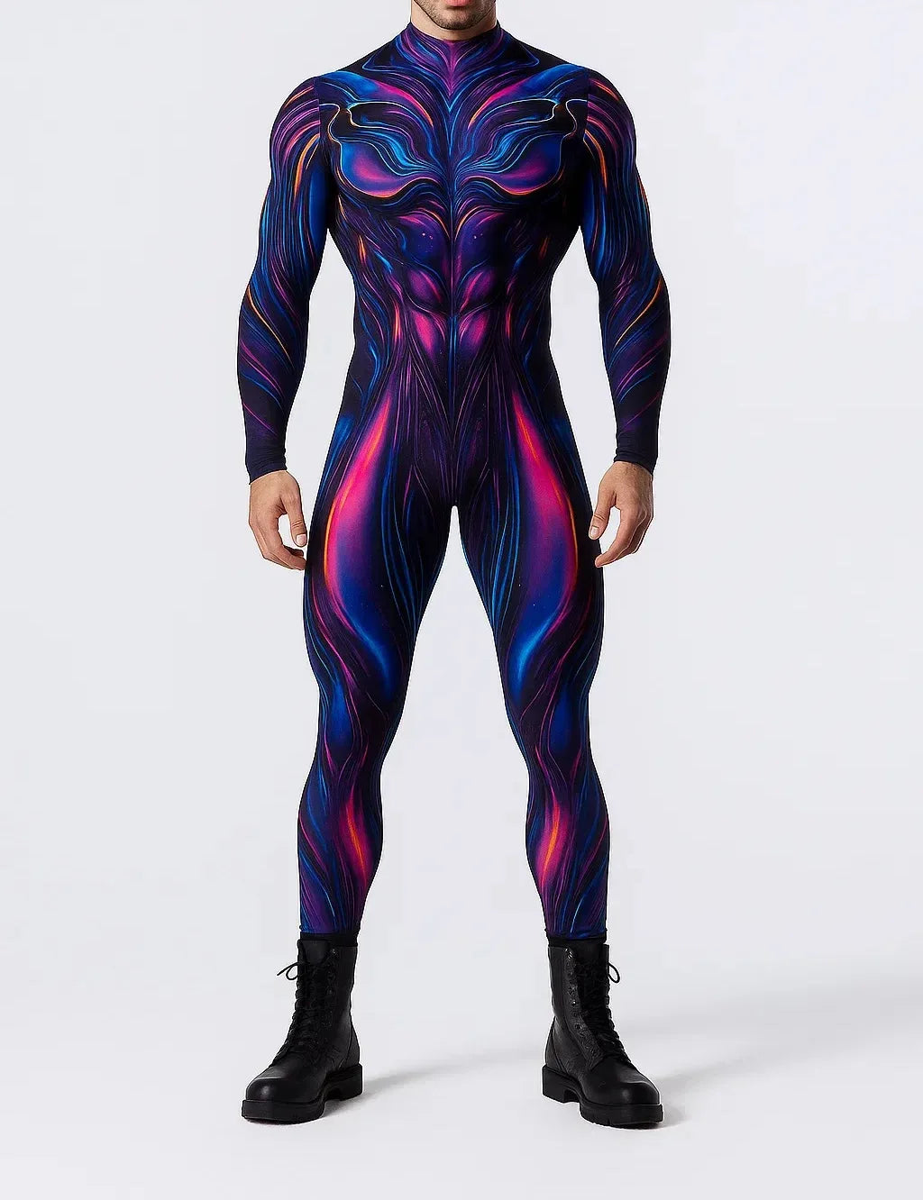 Men Halloween Cyber Punk Jumpsuit Adults Mechanical Cosplay Perfermence Bodysuit Carnival Party 3D Print Cycling Zentai