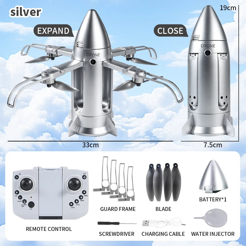 DF-5C Rocket Drone Brushless Motor Flame Spray LED Lights 2.4G RC Foldable One Key Takeoff Landing Headless Mode Kids Toy
