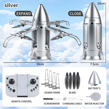 DF-5C Rocket Drone Brushless Motor Flame Spray LED Lights 2.4G RC Foldable One Key Takeoff Landing Headless Mode Kids Toy