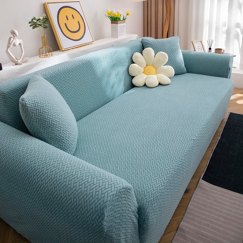 Jacquard Adjustable Elastic Sofa Cover Armchair Protector Corner L Shape Stretch Thick Slipcovers Couch Covers 1/2/3/4/5 Seater
