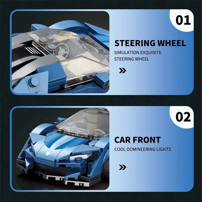 298PCS City Racing Car Building Blocks 1:24 Car Model Assembly Bricks Toys Desktop Decoration Display Puzzle Toys Holiday Gifts
