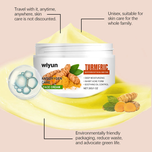 Turmeric Face Cream Anti Acne Dark Spots Whitening Brighten Shrink Pores Repair Sun Damage Vitamin E Firming Facial Moisturizer