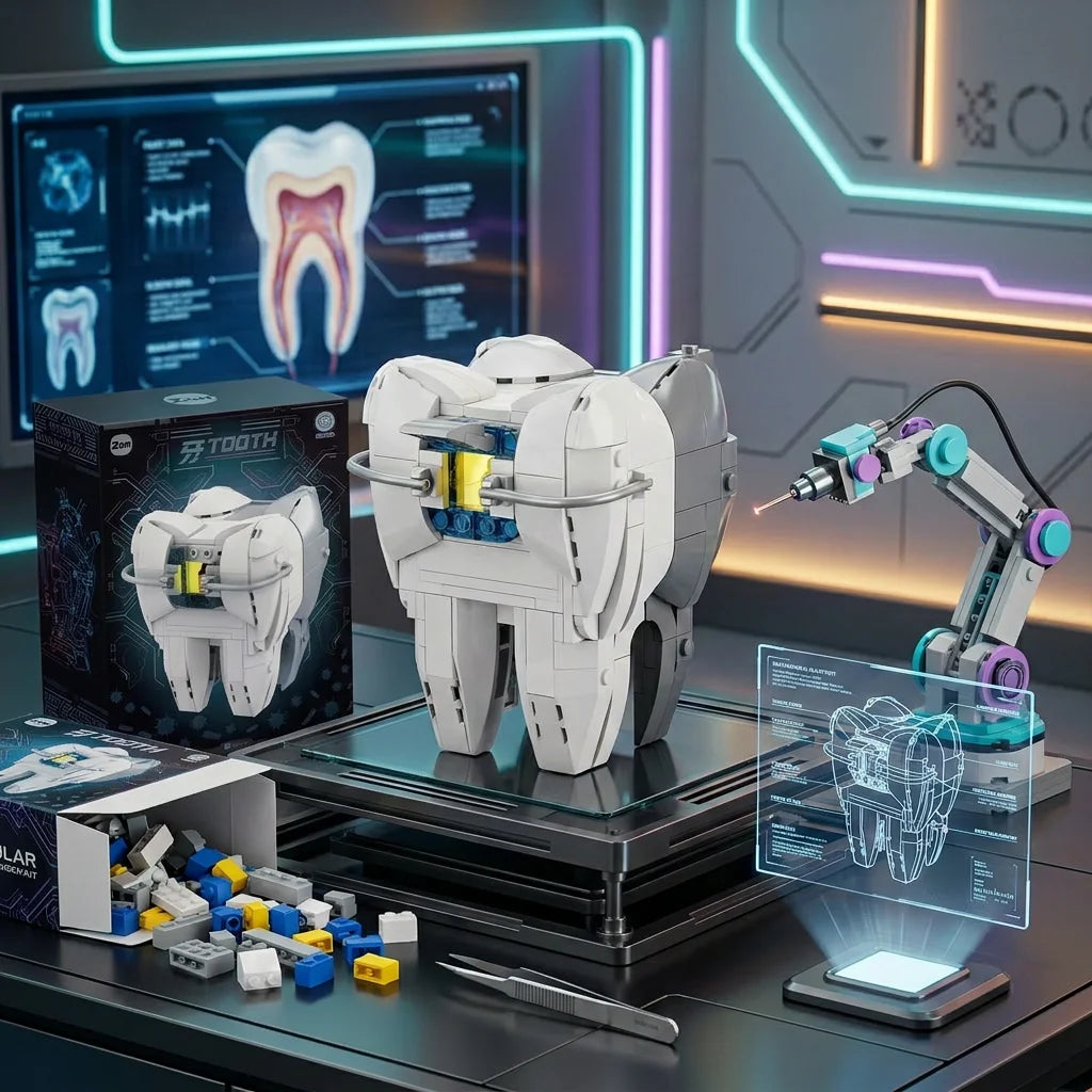 Creative Expert Mechanical Tooth Building Blocks Set Oral Structu Model Brick LED Educational Assembly Toy for Kid Birthday Gift